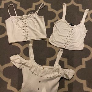 3 women’s crop tops white 2-M 1-L